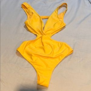 Yellow one piece bikini